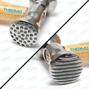 Thermo Steel Texturing Hammer with Round Dimples On One Side & Narrow Pinstripes on Another Side (10.5″ Long)